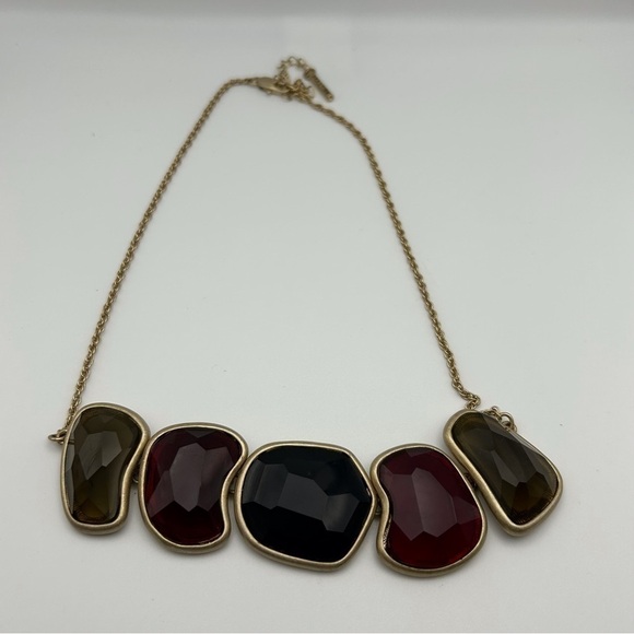 Kenneth Cole Reaction Multicolor Jeweled Necklace Gold Tone - Picture 5 of 10